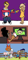 co book coco dancing double_d_(ed_edd_n_eddy) ed_(ed_edd_n_eddy) edd_(ed_edd_n_eddy) eddy_(ed_edd_n_eddy) gun laughing maya meta:general_fanart mymy nerf_gun nervous rolf_(ed_edd_n_eddy) smiling suit // 2436x5152 // 3.2MB