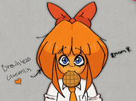 blue_eyes bow english_text freckles meta:general_fanart mymy nom now orange_hair paper_background stroopwafel tie unknown_artist // 1122x836 // 1.1MB