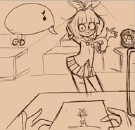 artist:gussywussy classroom desk drawing ilse looking_at_viewer meta:general_fanart musical_note mymy pov sketch speech_bubble unfinished // 736x709 // 306KB