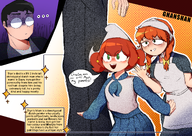 apron artist:ghanshan black_hair bow bows dutch_text english_text exclamation_mark green_eyes hand meta:general_fanart occoal red_hair skirt speech_bubble text text_box tryn wiel // 4092x2893 // 15MB