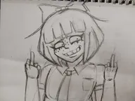 artist:ohitsmercyagain drawing meta:general_fanart middle_finger mymy smiling // 1663x1247 // 354KB