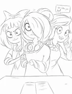 black_and_white coco looking_at_viewer maya meta:general_fanart mymy niggerwiggle trio waifubait // 1080x1414 // 83KB