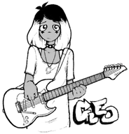 black_hair choker cleo electric_guitar guitar meta:general_fanart necklace partially_dyed_hair single_color_background single_colour_background unknown_artist white_background white_skin // 860x898 // 332KB