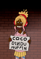 artist:huwabag blonde_hair english_text headphones huwabag_(drawfag) meta:rijkskunst nigger partially_dyed_hair skirt text wifebeater yfke // 1050x1488 // 1.5MB