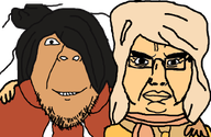2soyjaks angry chud_troon_alliance clothes coco female friendship glasses hair hand maya ongezellig orange_skin scarf smile soyjak stubble subvariant:chudjak_front transparent_background variant:bernd variant:chudjak // 834x541 // 130KB