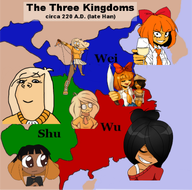 Asian_conical_hat birthday_hat black_hair blonde_hair boot boots bow brown_hair cecil_rhodes china choker cleo coco english_text freckles hair_bun hair_covering_eye hair_over_eye hair_over_eye_(maya) hat history jaapi kasa kazoo knife machete map maya mymy mymy's_gun necklaces niggerwiggle partially_dyed_hair party_hat rice_hat skirt straw_hat text tie tied tied_up undershirt variant:soymy weapon wine // 755x746 // 387KB
