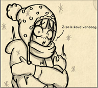 artist:aidanisl8 coat cold dutch_flag gloves hat jacket meta:general_fanart mitton mymy no_freckles scarf shivering snow text winter winter_coat // 812x733 // 559KB