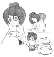 artist:entiral black_and_white blobfish hug kid maya meta:rijkskunst ravi // 1080x1156 // 456KB