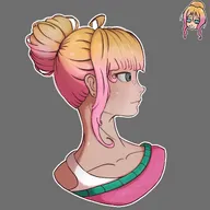 artist:fran_zellig blonde_hair blue_eyes border green_eyes high meta:general_fanart partially_dyed_hair single_color_background single_colour_background smirk undershirt wifebeater yfke // 2048x2048 // 285KB