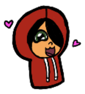 black_hair blank_background green_eyes heart hearts maya meta:general_fanart peeb_in_hoodie single_color_background single_colour_background unknown_artist variant:peeb white_background white_void // 228x255 // 31KB