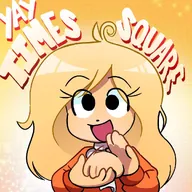 blonde_hair clapping coco english_text looking_at_viewer meta:general_fanart open_mouth text times_square unknown_artist YAY // 1080x1080 // 157KB