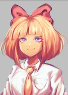 artist:jynu_hangsal blue_eyes freckles how meta:general_fanart mymy orange_hair single_color_background single_colour_background smile tie // 1079x1514 // 140KB