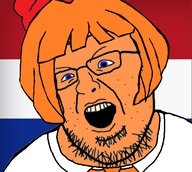 blue_eyes clothes flag flag:netherlands glasses hair mymy netherlands ongezellig open_mouth orange orange_hair orange_skin soyjak teeth variant:shotjak // 574x514 // 112KB