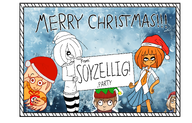 artist:bob artist:oekakigod blushing cato christmas coco collab elf gift henk maya merry_christmas meta:rijkskunst mymy niggerwiggle postcard present santa_hat smiling snowflake snowflakes swastika thumbs_up transparent_background zarty // 2326x1493 // 2.3MB