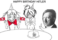 adolf_hitler artist:yosack_jaki cake english_text hitler maya meta:rijkskunst milktag_(beta) mymy party_hat text // 1332x921 // 155KB