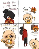 blonde_hair blushing bow brown_eyes coco comic english_text maya meta:general_fanart milktag_(proper) mymy noose orange_hair question_mark rope suicide text tie // 628x794 // 94KB