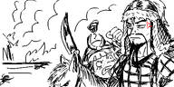 adam angry annoyed armor artist:oekakigod burning horse meta:rijkskunst mongol mymy naginata oekaki // 500x250 // 60KB