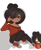 artist:unknown blush blushing gemtag green_eyes hair_bun hair_covering_eye hair_over_eye hair_over_eye_(maya) maya meta:general_fanart shadow sleeveless_undershirt tanktop undershirt white_void wifebeater // 2271x2752 // 607KB