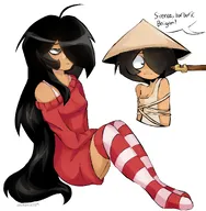 artist:hal drawing gun long_hair maya meta:rijkskunst mymy rifle striped_socks // 1717x1757 // 235KB