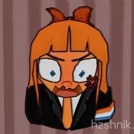angry artist:hzshnikoff blue_eyes bow meta:general_fanart mymy orange_hair polygon_art prince's_flag tie // 1080x1080 // 96KB