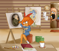 artist:gussywussy book brush clock coco cup dutch_text easel flowers kapitein_koek maya meta:general_fanart mug mymy paint painting schoppenboer_household sitting stroopwafel tears tongue_out // 1800x1557 // 1.2MB