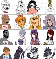 anime ayanami_rei brown_skin coco discord_memes food fruit fundamental_paper_education hand joel_(user) miss_circle miss_emily miss_thavel multiple_soyjaks mymy obsessed_faggot ongezellig orange_skin pineapple pinejak purple_hair subvariant:wholesome_soyjak variant:a24_slowburn_soyjak variant:cobbess variant:feraljak variant:gapejak variant:soyak variant:soytan vera_(ongezellig) yuri_(doki_doki_literature_club!) // 1265x1324 // 452KB