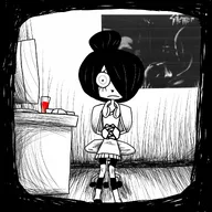 black_and_white blood computer drawing frown headphones i_cant_sleep juice keyboard looking_at_viewer maya meta:general_fanart sad stare // 1280x1280 // 282KB