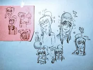 artist:midkyk bong cross_eyed double_eight_note drool drooling eighth_note english_text eyebrows hair_bun horn horns hugging looking_right looking_sideways looking_to_the_right looking_to_the_side meta:general_fanart musical_note musical_notes partially_dyed_hair pencil_(medium) quaver sleeveless_undershirt smoke stinky_note tank text undershirt wifebeater yfke // 1024x768 // 194KB