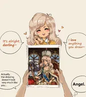 Artist:chewing_devil blank_background blonde_hair coco crown crtag dress drew english_text meta:general_fanart mountain single_color_background single_colour_background speech_bubble text text_bubble text_bubbles thought_bubble throne white_background window // 3116x3508 // 810KB