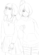 anke artist:lidlyarts black_and_white hoodie maya meta:general_fanart necklace skirt tagme // 2480x3508 // 1.3MB