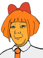 closed_mouth clothes hair hair_ribbon kuz mymy necktie ongezellig orange_hair orange_skin soyjak transparent_background variant:kuzjak // 450x600 // 64KB