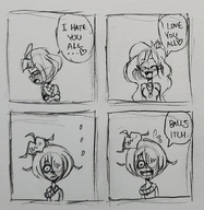 artist:rodscorpion blush closed_eyes coco comic drawing english_text heart looking_at_viewer maya meta:general_fanart mymy necklace sketch speaking speech_bubble text // 831x851 // 732KB