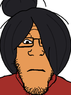 facial_hair glasses hair_bun hair_covering_eye hair_over_eye hair_over_eye_(maya) maya variant:markiplier_soyjak // 600x800 // 20KB
