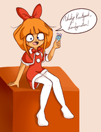 alternate_outfit artist:gussywussy dutch_text looking_at_viewer meta:general_fanart mymy present sitting speech_bubble speking // 1913x2500 // 709KB