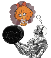 barbell curl jack_hanma_(baki) lifting muscular mymy screaming thinking transparent_background // 1378x1578 // 1.5MB