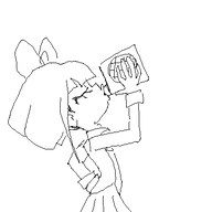 artist:brim black_and_white bow drinking meta:general_fanart mymy skirt stroopwafel_juice stroopwafel_sap stroopwafelsap tie white_void // 400x400 // 2.6KB