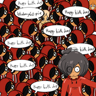 binky black_hair blonde_hair blue_eyes brown_eyes coco english_text green_eyes hoodie maya meta:general_fanart mymy orange_hair peeb_in_hoodie text unknown_artist variant:peeb // 768x768 // 683KB