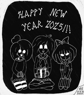 :) :D black_and_white bow coco english_text exclamation_mark exclamation_marks maya meta:general_fanart mymy new_year present skirt text tie undershirt unknown_artist wifebeater // 1926x2165 // 2.6MB