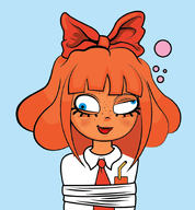 blue_eyes bow freckles juicebox meta:general_fanart mymy orange_hair tie unknown_artist // 847x914 // 133KB