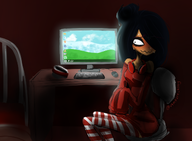 artist:vampirekitty bed blushing chair computer computer_mouse desk keyboard looking_away maya mayas_room meta:general_fanart milktag_(proper) screen sitting // 1138x833 // 571KB