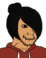 cartoon clothes emo_hair female hair maya ongezellig orange skin smile soyjak stubble variant:soyak // 800x1000 // 26KB