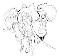 black_and_white bow coco hoodie looking_at_viewer maya meta:general_fanart mymy sketch tie tug // 2587x2480 // 1.0MB