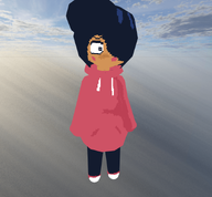 3D_model blush blushing_cheeks cloud clouds hair_bun hair_covering_eye hair_over_eye hair_over_eye_(maya) hoodie kissable maya meta:general_fanart shoe shoes sky skybox tag unknown_artist unknown_artstyle // 894x831 // 484KB