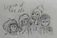 artist:midkyk cleo coco mask meta:general_fanart no_color parody sketch yfke zoey // 2426x1647 // 1.3MB