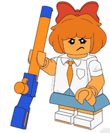 artist:theratking boot boots bow english_text freckles gun hand hands holding_gun holding_weapon lego meta:general_fanart mymy mymy's_gun nerf_gun niggerwiggle orange_hair skirt text tie weapon white_voif // 862x1044 // 820KB