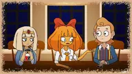 artist:pootisman bert blonde_hair blue_eyes bow brown_eyes cato chair chairs freckles meta:general_fanart mymy necklace orange_hair playing playing_a_card_game playing_games tie uno window // 1080x607 // 111KB