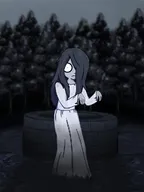 artist:fran_zellig ghost haunted looking_at_viewer maya meta:general_fanart phantom sadako_yamamura scary spooky the_ring well // 768x1024 // 46KB