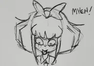 artist:rodscorpion bow english_text exclamation_mark freckles meta:general_fanart mymy pencil_(medium) text tie // 1748x1241 // 397KB