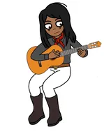 Acoustic_guitar belt black_hair brown_eyes brown_skin classical_guitar cleo guitar meta:general_fanart playing_instrument single_color_background single_colour_background unknown_artist white_background white_void // 1220x1572 // 52KB