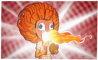 artist:studio_massa burning crying derp_eyes fire hot_sauce Illustraties_(official) mymy official_art petjeaf stroopwafel text // 3840x2330 // 9.7MB